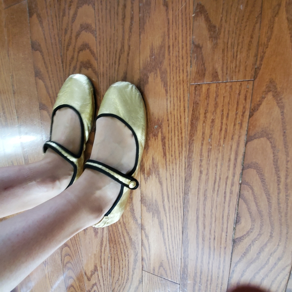 💗 Penny loves Kenny gold lame flats metallic US 10 - Picture 8 of 9